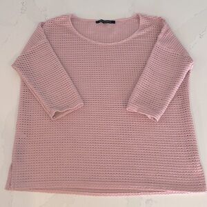 French Connection Lightweight 3/4 Sleeves Relaxed Sweater Light Pink Sz Large